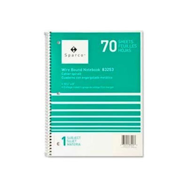 Sparco Products Sparco„¢ 1-Subject Notebook, 8" x 10-1/2", College Ruled, Bright White, 70 Sheets/Pad 83253